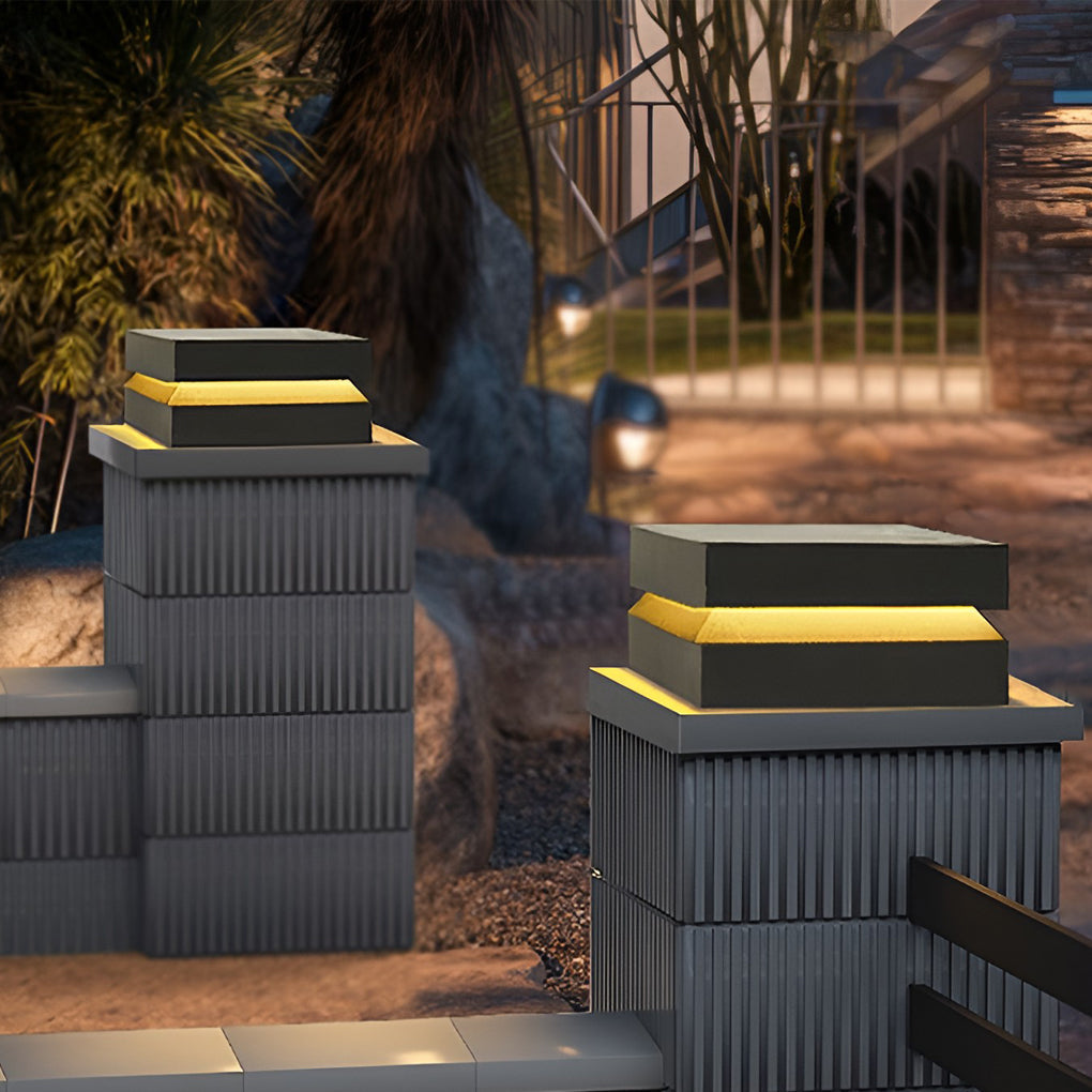 Outdoor Solar LED Post Light Black Modern