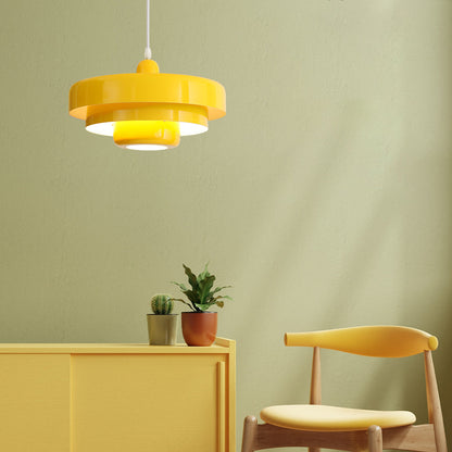 Pendant Light Mid-Century Orange Metal Fixture