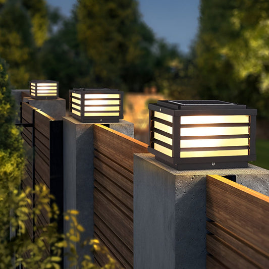 Outdoor Solar LED Fence Post Light Black