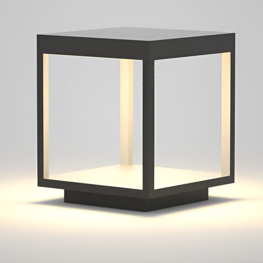 Outdoor Solar Post Light Modern Black Frame