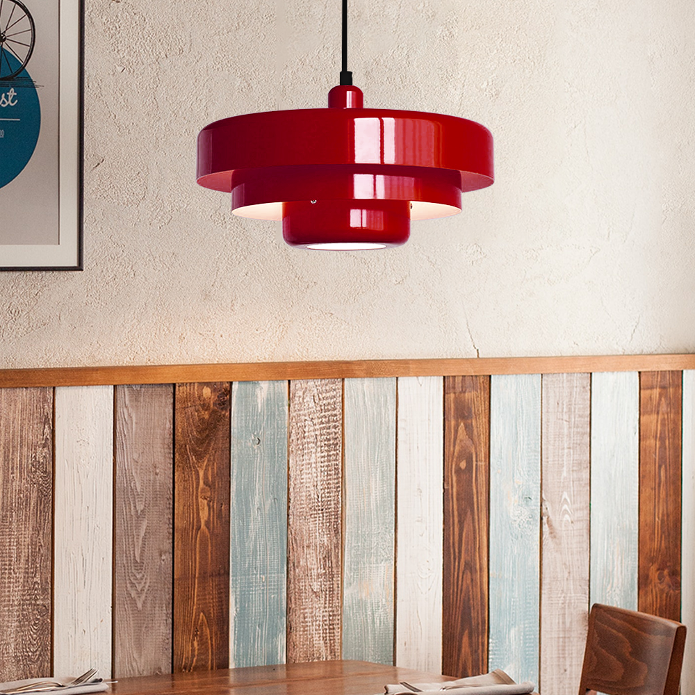 Pendant Light Mid-Century Orange Metal Fixture