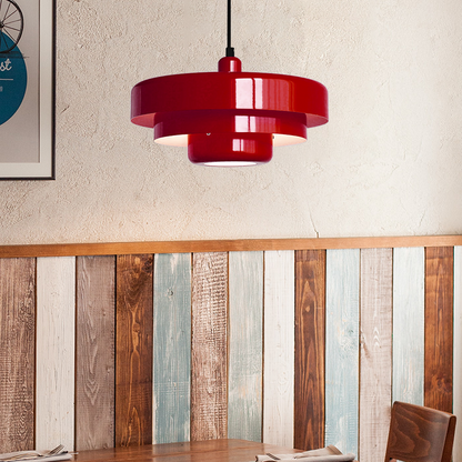 Pendant Light Mid-Century Orange Metal Fixture