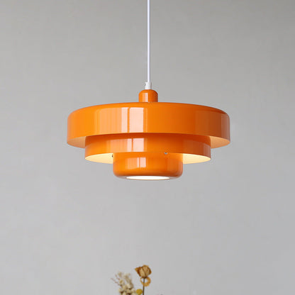 Pendant Light Mid-Century Orange Metal Fixture
