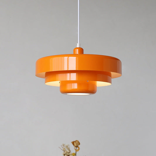 Pendant Light Mid-Century Orange Metal Fixture