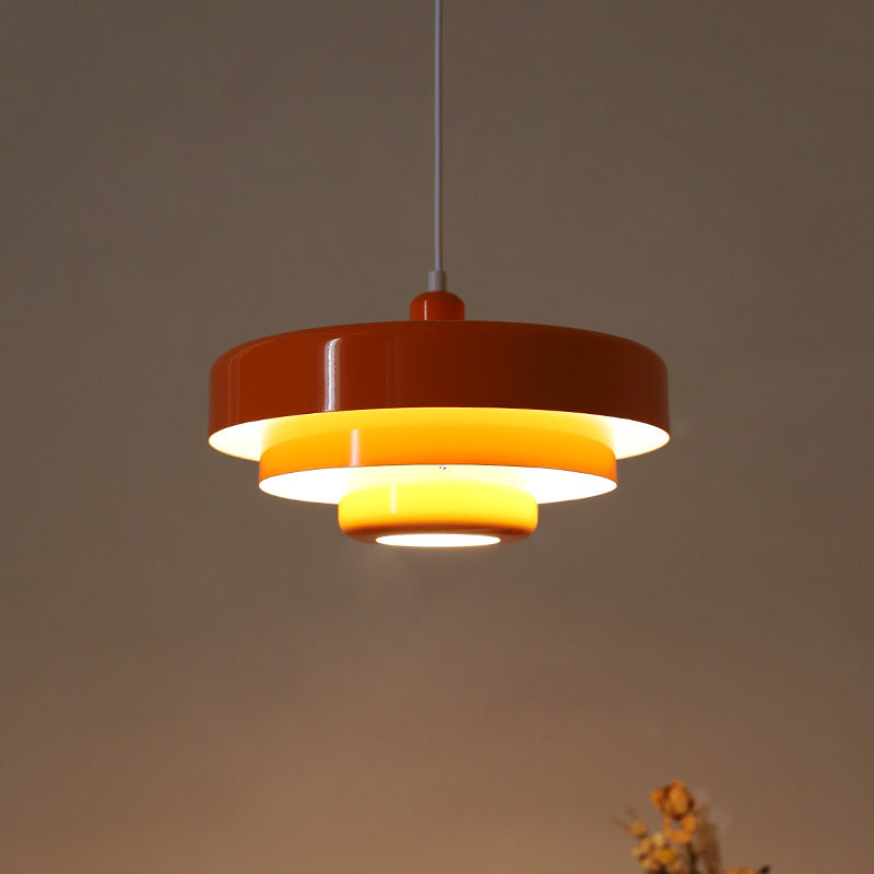 Pendant Light Mid-Century Orange Metal Fixture