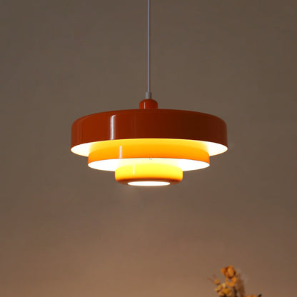 Pendant Light Mid-Century Orange Metal Fixture