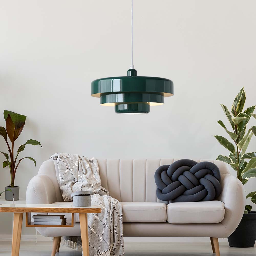 Pendant Light Mid-Century Orange Metal Fixture