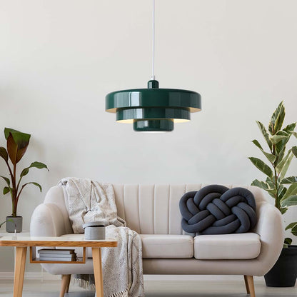 Pendant Light Mid-Century Orange Metal Fixture