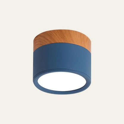 Ceiling Light with Pink Flush Wood Finish
