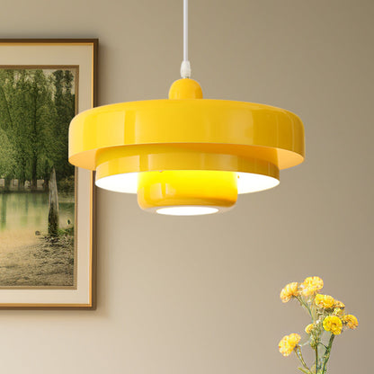 Pendant Light Mid-Century Orange Metal Fixture