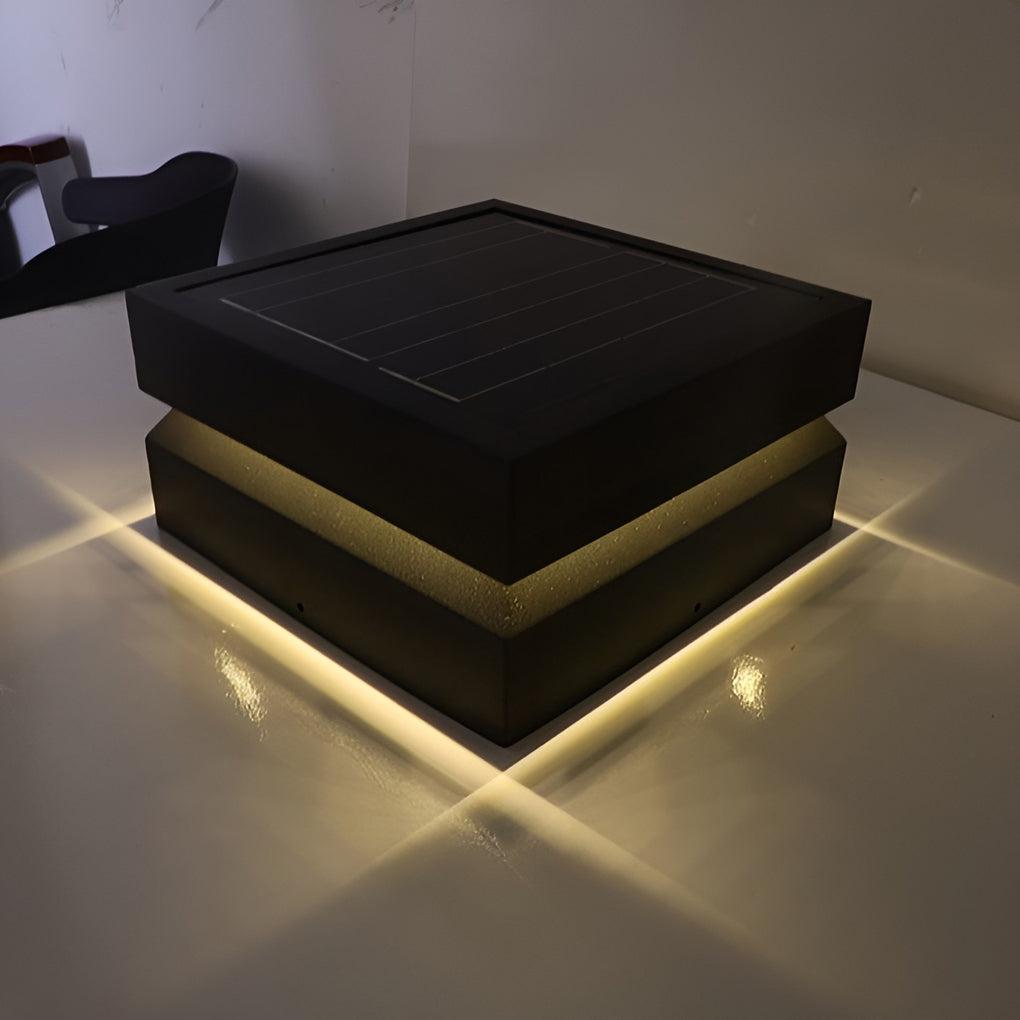 Outdoor Solar LED Post Light Black Modern