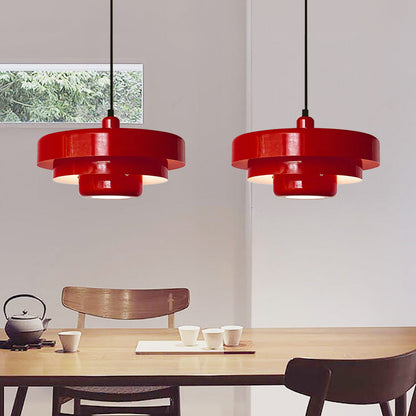 Pendant Light Mid-Century Orange Metal Fixture