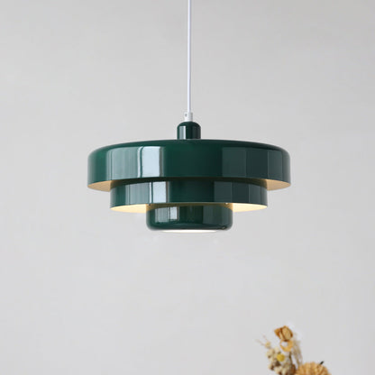 Pendant Light Mid-Century Orange Metal Fixture