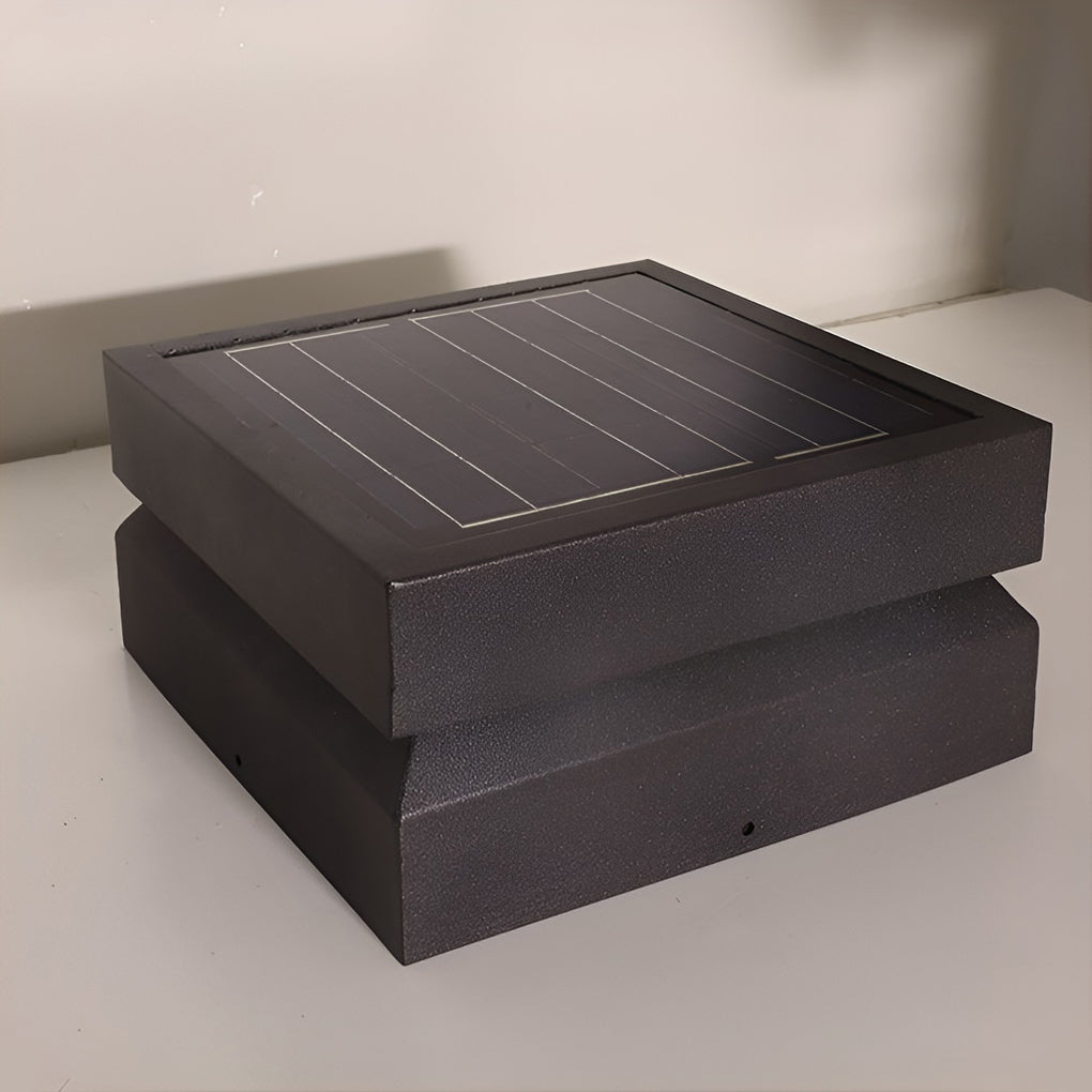 Outdoor Solar LED Post Light Black Modern