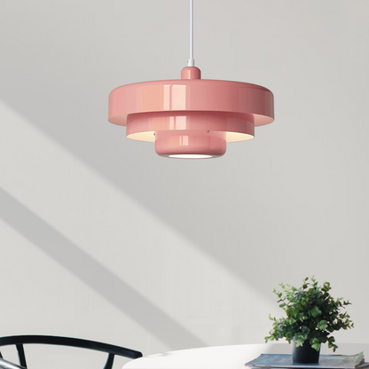 Pendant Light Mid-Century Orange Metal Fixture