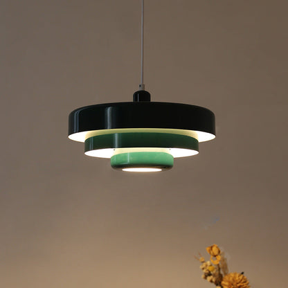 Pendant Light Mid-Century Orange Metal Fixture