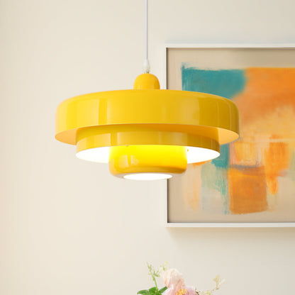 Pendant Light Mid-Century Orange Metal Fixture