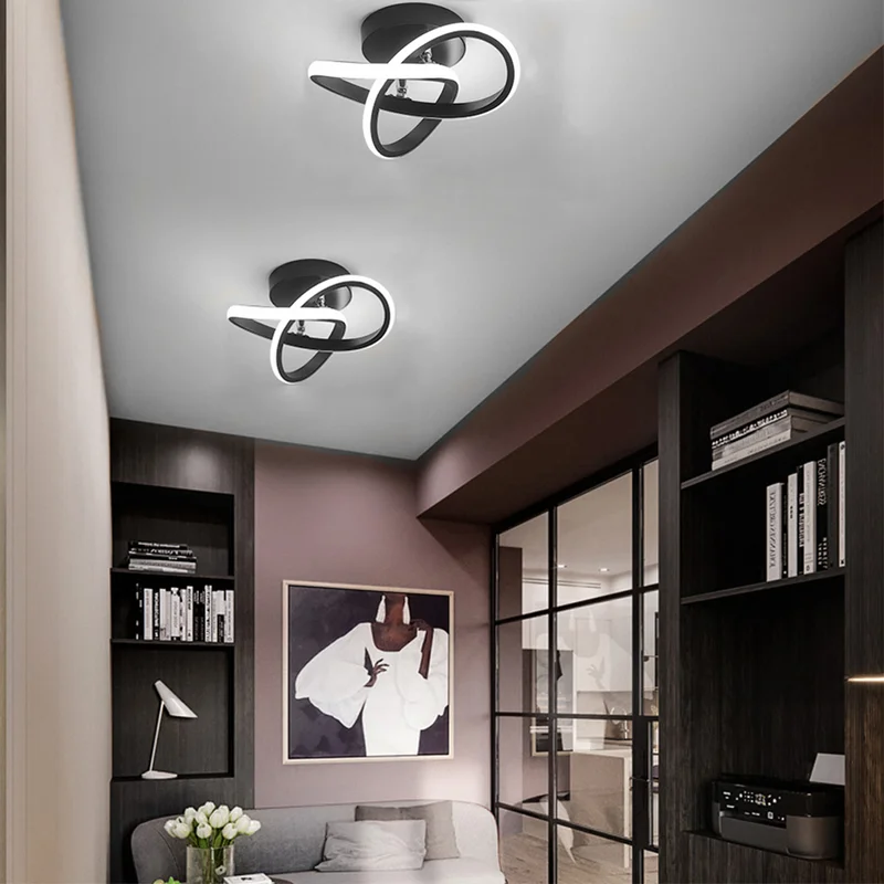 Ceiling Light with LED Black Metal Frame