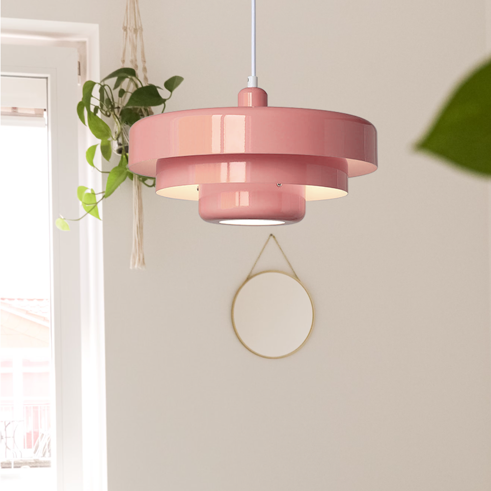 Pendant Light Mid-Century Orange Metal Fixture