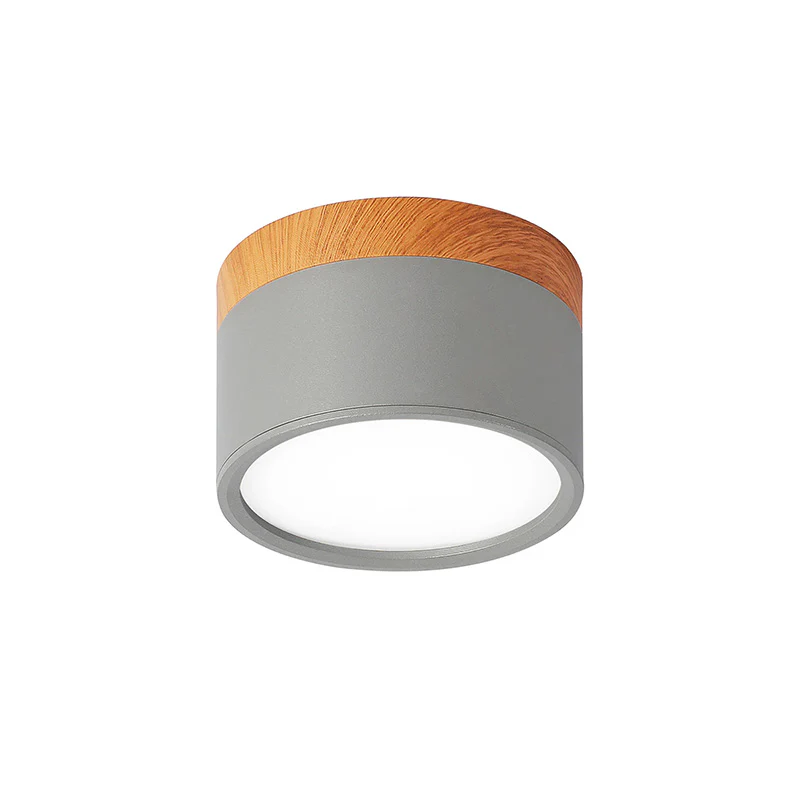 Ceiling Light with Pink Flush Wood Finish