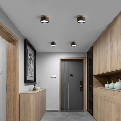 Ceiling Light with Pink Flush Wood Finish
