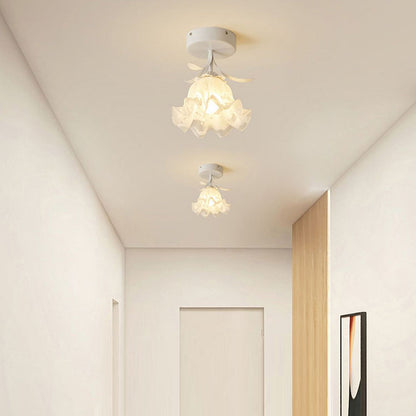 Ceiling Light with Floral Glass Shade Design