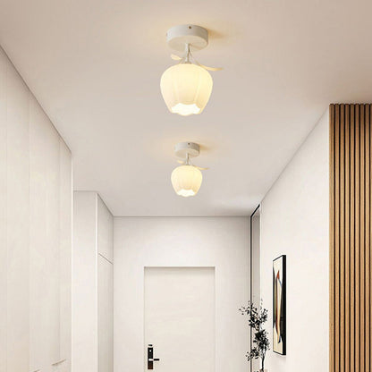 Ceiling Light with Floral Glass Shade Design