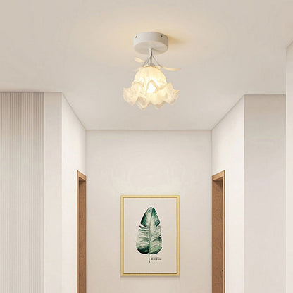 Ceiling Light with Floral Glass Shade Design