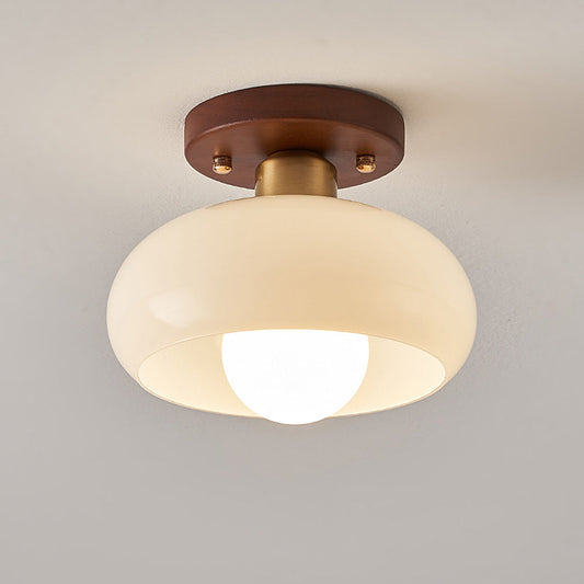 Glass Ceiling Light with Wood for Hallway