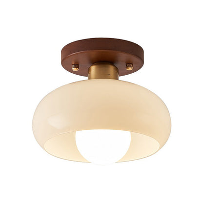 Glass Ceiling Light with Wood for Hallway