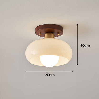Glass Ceiling Light with Wood for Hallway