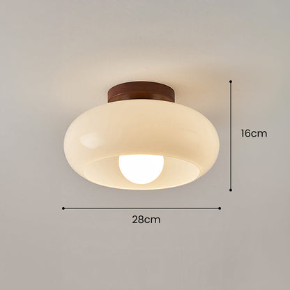 Glass Ceiling Light with Wood for Hallway