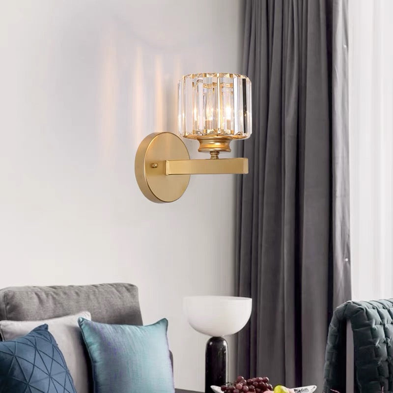 Modern Crystal Glass Wall Light – Elegant Arm Design for Living Room & Bedroom