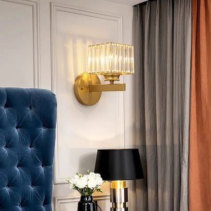 Modern Crystal Glass Wall Light – Elegant Arm Design for Living Room & Bedroom