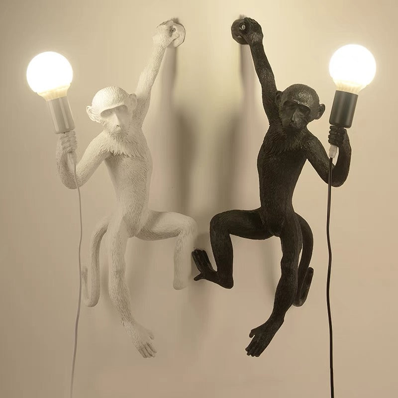 Wall Light With Quirky Resin Monkey Design