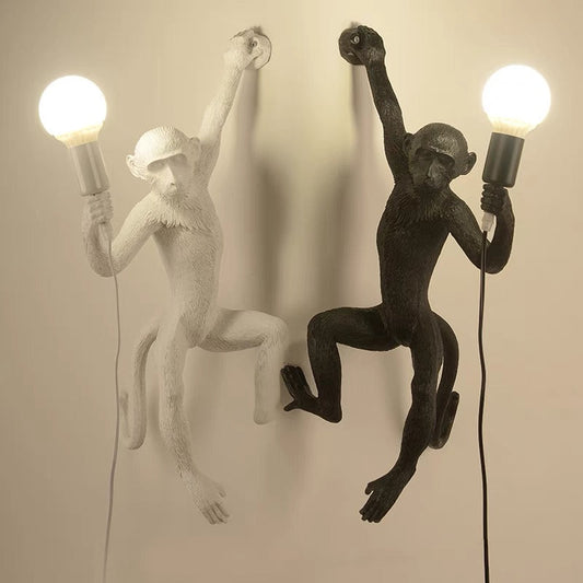 Wall Light With Quirky Resin Monkey Design