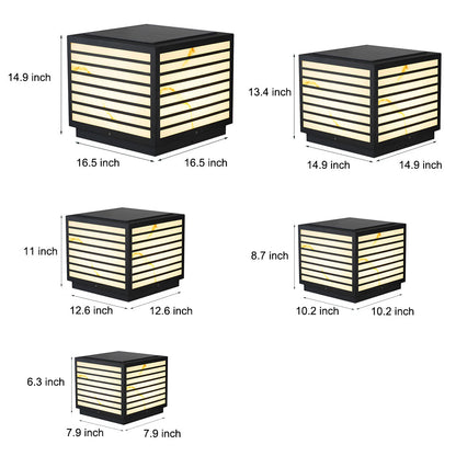 Outdoor Solar Post Light Modern Black Lantern