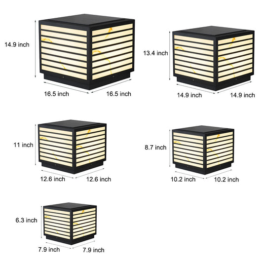 Outdoor Solar Post Light Modern Black Lantern
