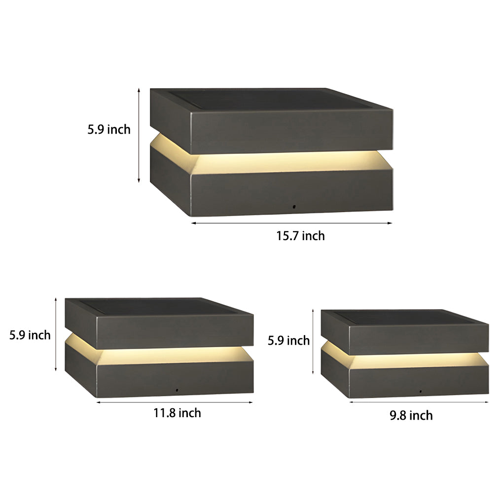 Outdoor Solar LED Post Light Black Modern