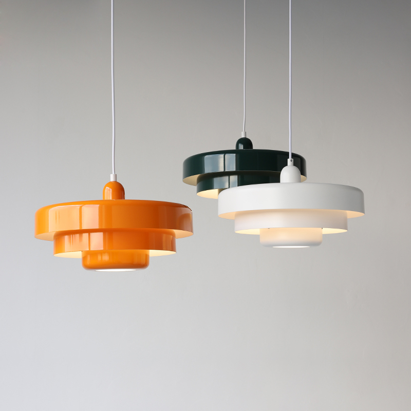 Pendant Light Mid-Century Orange Metal Fixture