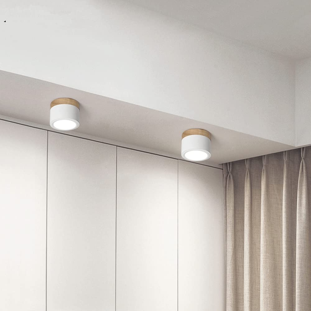 Ceiling Light with Pink Flush Wood Finish