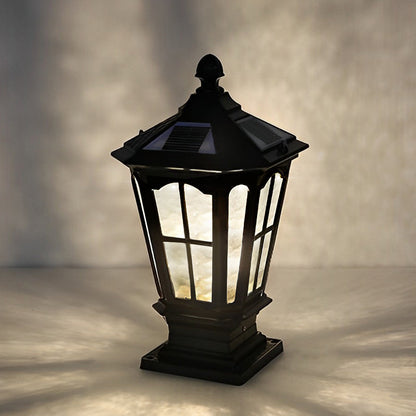 Outdoor Solar LED Black Garden Post Light