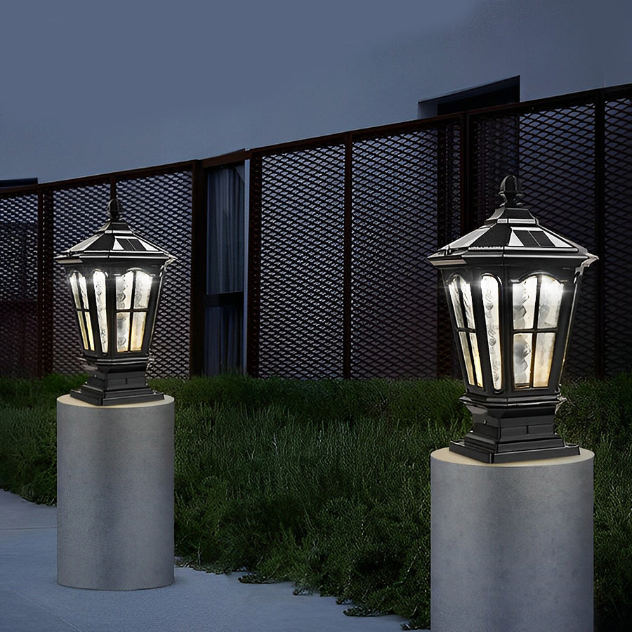 Outdoor Solar LED Black Garden Post Light