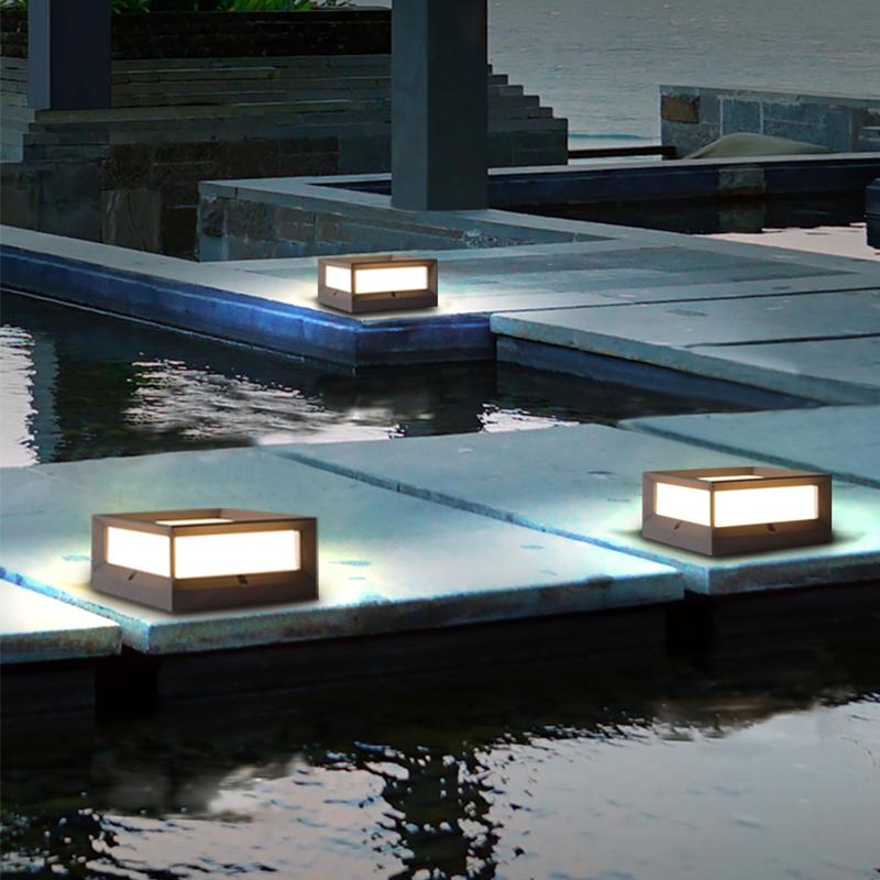 Garden Solar LED Post Light Black Aluminium