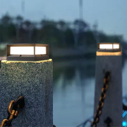 Garden Solar LED Post Light Black Aluminium