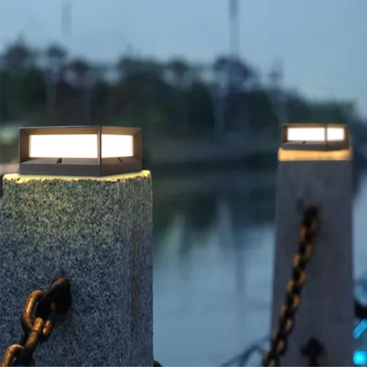 Garden Solar LED Post Light Black Aluminium
