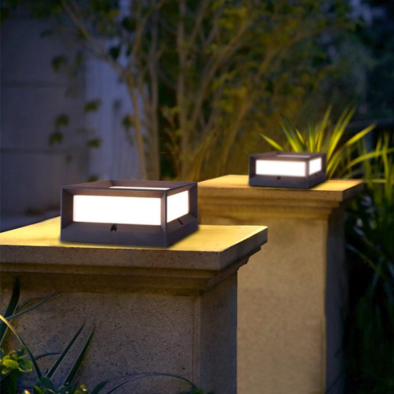 Garden Solar LED Post Light Black Aluminium