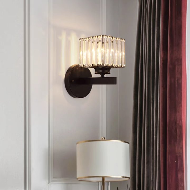 Modern Crystal Glass Wall Light – Elegant Arm Design for Living Room & Bedroom