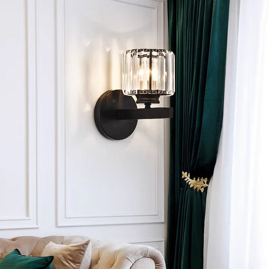 Modern Crystal Glass Wall Light – Elegant Arm Design for Living Room & Bedroom
