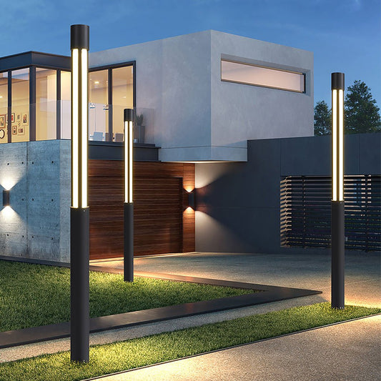 Outdoor LED Bollard Light Black Aluminium Post